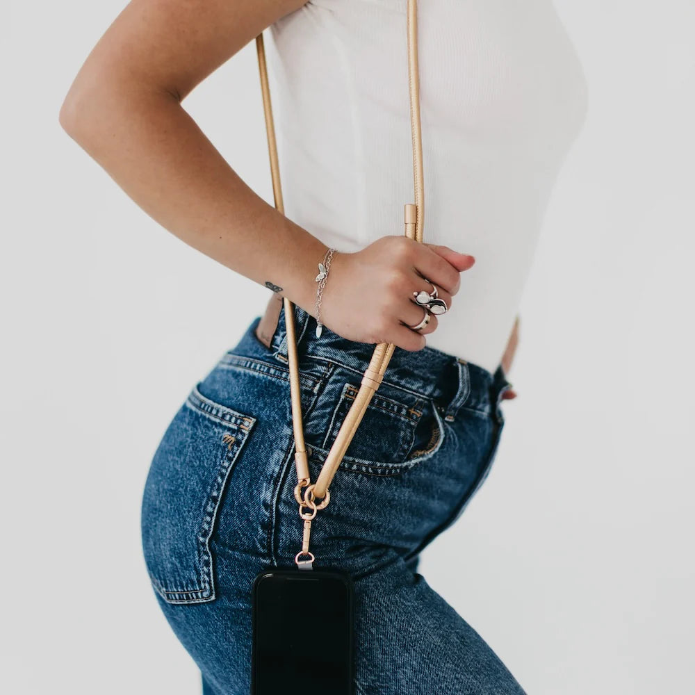 Metallic Phone Holder Crossbody Strap