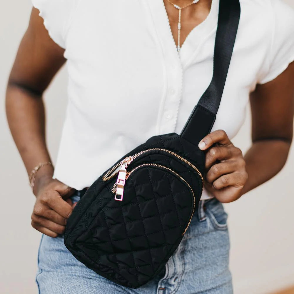 Pinelope Puffer Sling Bag- Black - Panoply Beauty 